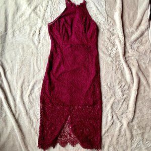 Maroon Lace Dress